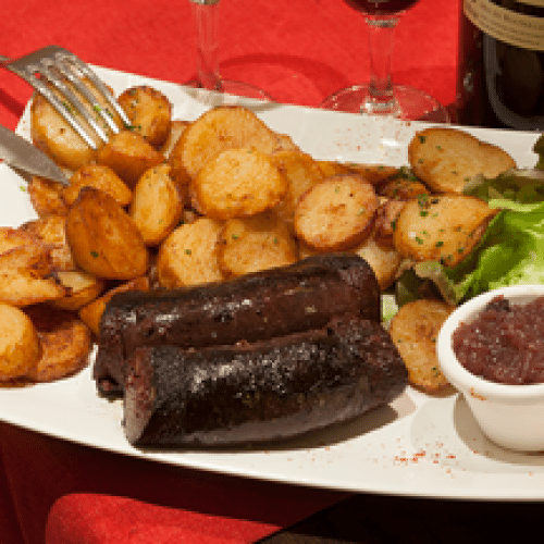 Les 2 Boudins Noirs aux Châtaignes et leur Confiture d'Oignons