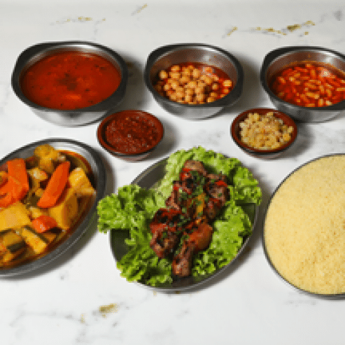 Couscous Brochettes de gigot d'agneau