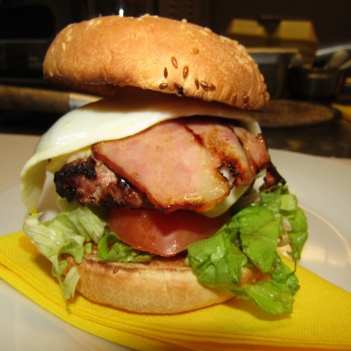 Hamburger on bread