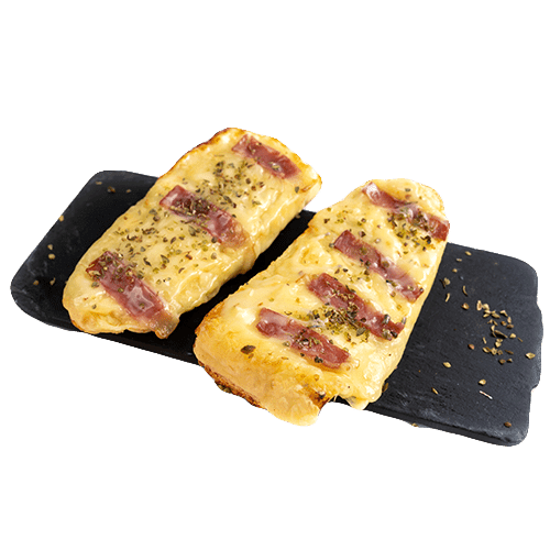 Pão de alho com queijo e bacon