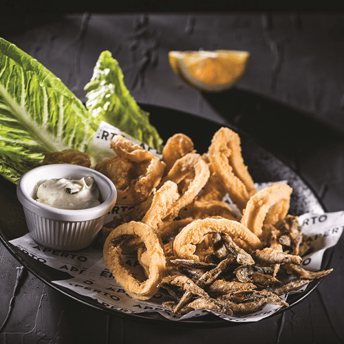 Fritto misto with alioli sauce