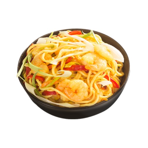 Noodles cu creveti si curry