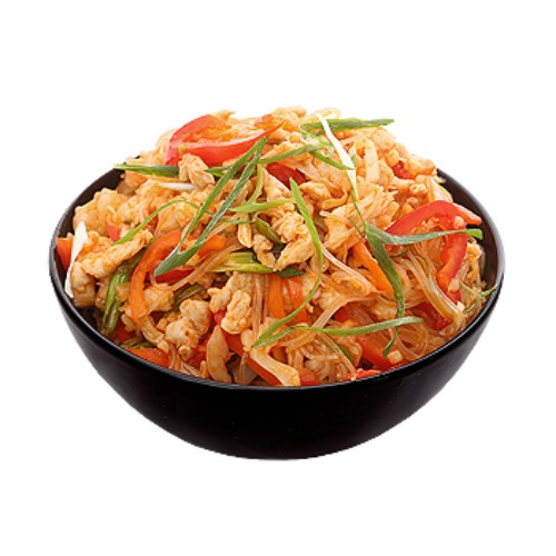 Spaghete de orez cu pui