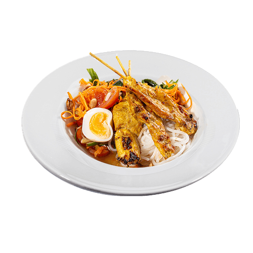 Carrot Somtum salad with chicken satay