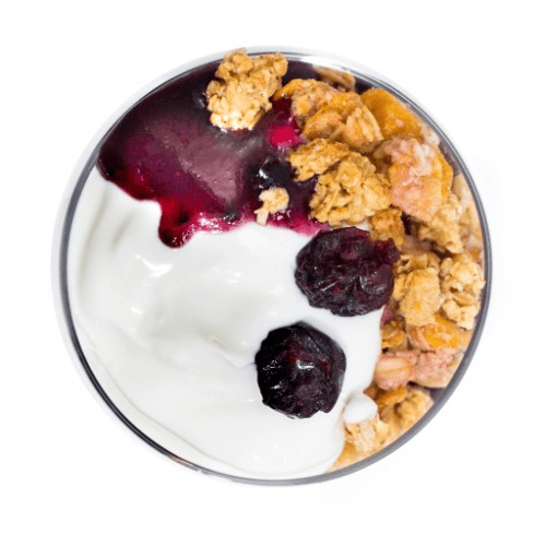 Iaurt cu gem de afine, musli crunch si merisoare