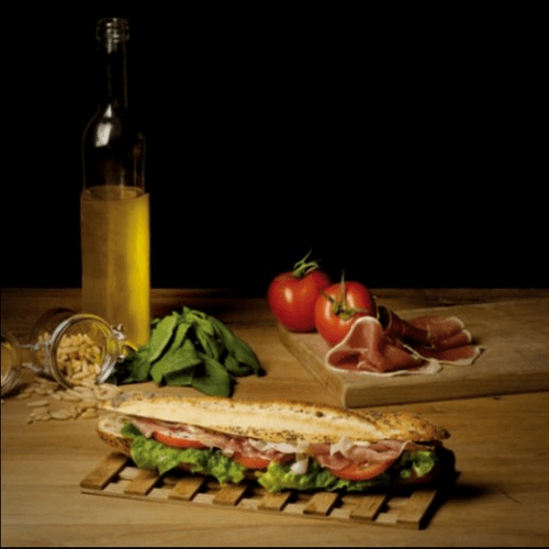 Sandwich pavot jambon cru
