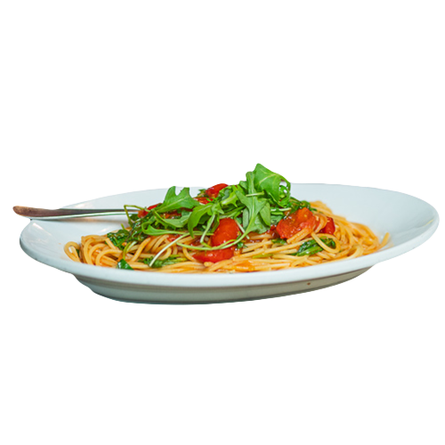 Spaghetti Rucola Pomodorini (vegan, pikant)