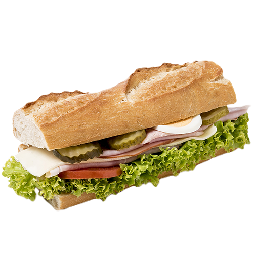 Baguette mit Schinken und Käse