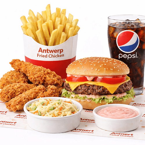 Mix Antwerpen vleesburger menu 2