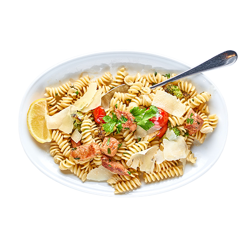 Fusilli con vitello alla panna