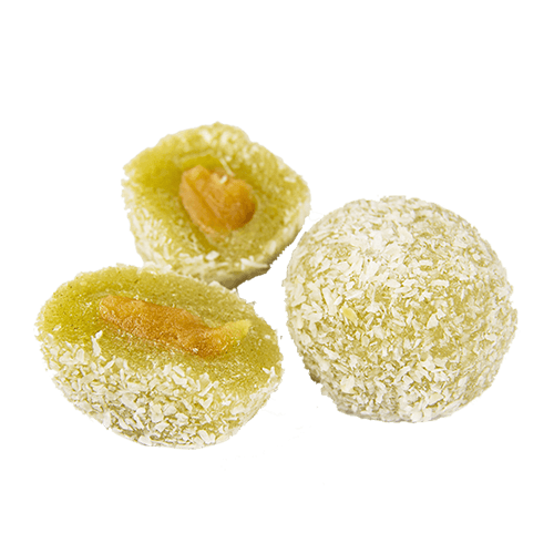 Mochi mit Pandan und Kokosraspeln (1 Stück)