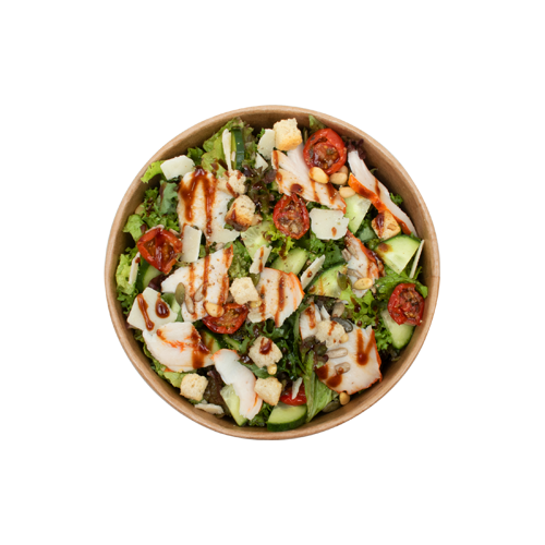 Kleine salade gekruide kip
