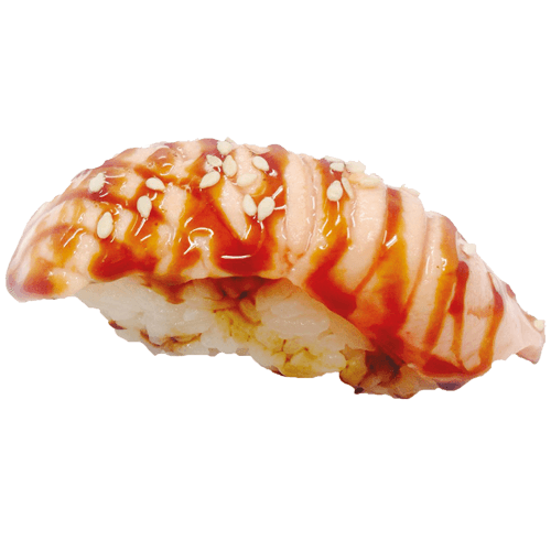 Flambéed salmon nigiri
