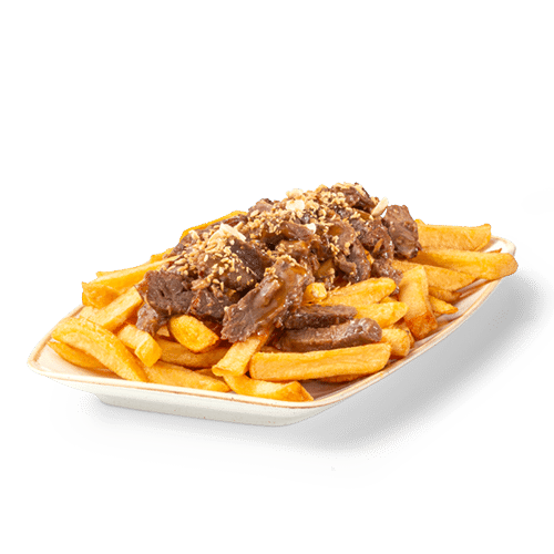 Fries beef strips teriyaki