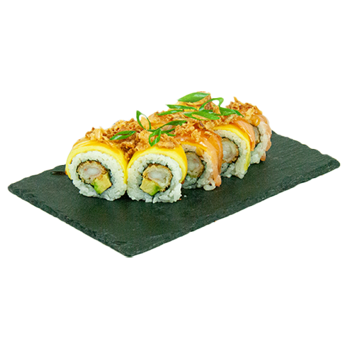 Smoked salmon en mango crunchy rol