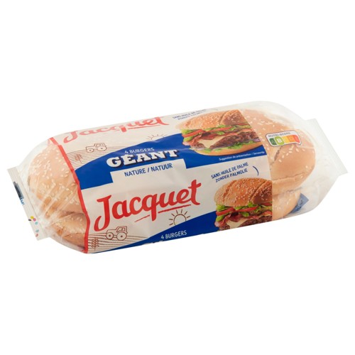 Jacquet Grote Burgerbroodjes 4st 330g