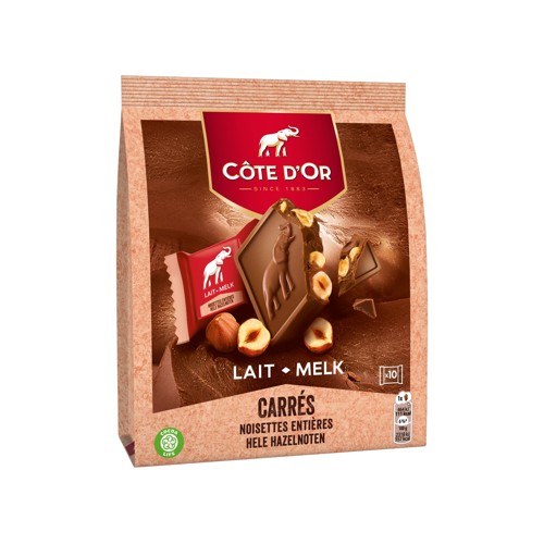 Côte d''Or Carrés Pralines Chocolat Au Lait Noisettes Entières  200g