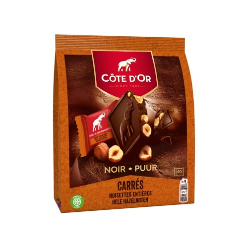 Côte d''Or Carrés Pralines Chocolat Noir Noisettes Entières 200g