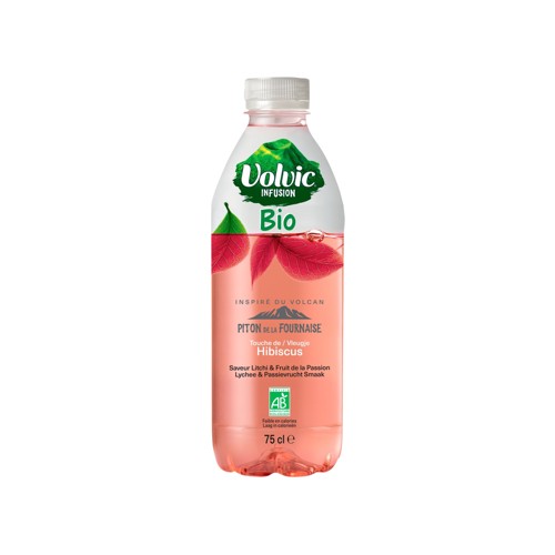 Volvic Infusion Touche de Hibiscus Saveur Litchi Fruit de la Passion PET Bio