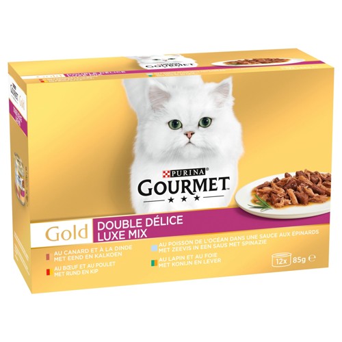 Gourmet Gold Aliment Chat Double Délice Viandes et Poisson en Sauce 12x85g