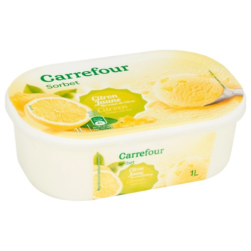 Carrefour Sorbet Citron Jaune Morceaux de Citron 1L