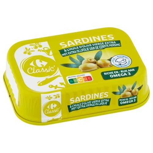 Carrefour Classic'' Sardines à l''Huile d''Olive Vierge Extra 135 g