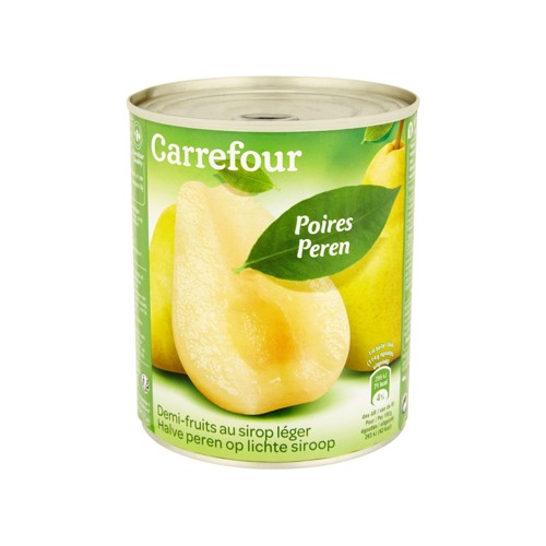 Carrefour Poires Demi-Fruits au Sirop Léger 825 g
