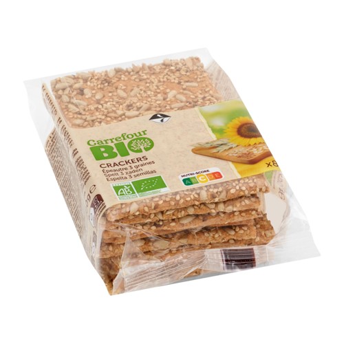 Carrefour Bio Crackers Épeautre 3 Graines 8 Pièces 200 g