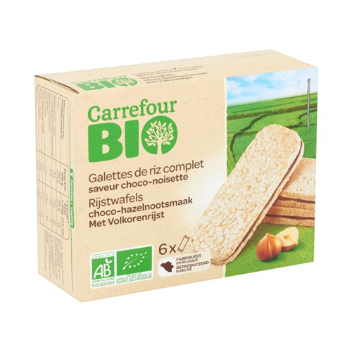 Carrefour Bio Galettes de Riz Complet Saveur Choco-Noisette 6 x 20 g