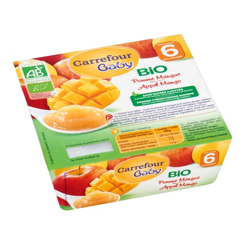 Carrefour Baby Bio Pomme Mangue dès 6 Mois 4 x 100 g