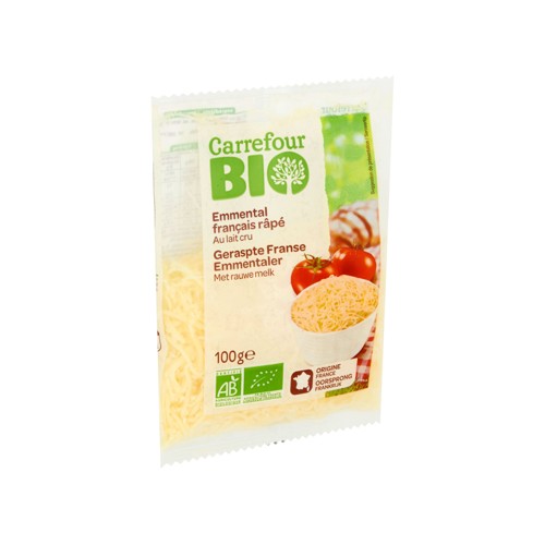 Carrefour Bio Emmental Français Râpé au Lait Cru 100 g