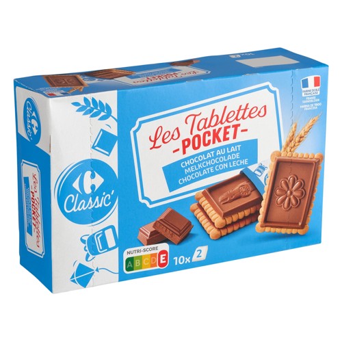 Carrefour Le Petit Beurre Chocolat Lait Tablette 10 x 25 g