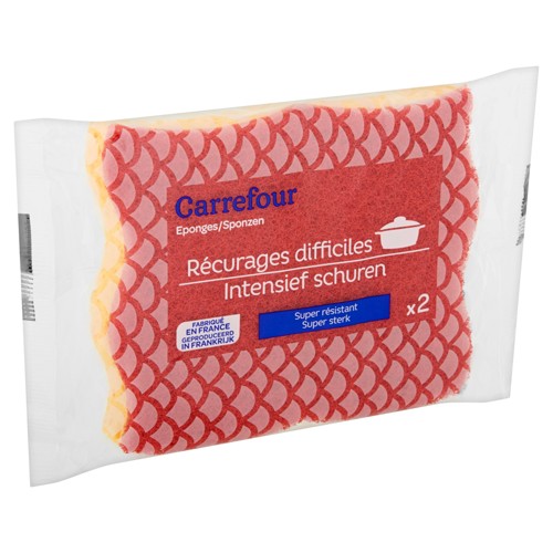 Carrefour Éponges Récurages Difficiles 2 Pièces