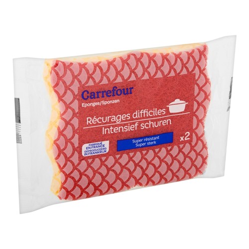 Carrefour Éponges Récurages Difficiles 2 Pièces