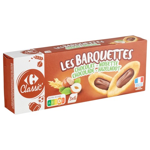 Carrefour Classic'' les Barquettes Chocolat - Noisette 120 g