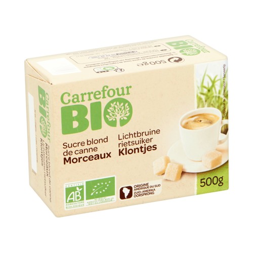 Carrefour Bio Sucre Blond de Canne Morceaux 500 g