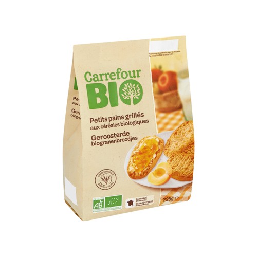 Carrefour Bio Petits Pains Grillés aux Céréales Biologiques 225 g