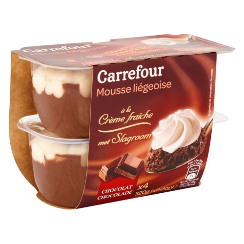 Carrefour Mousse Liégeoise à la Crème Fraîche Chocolat 2 x (2 x 80 g)