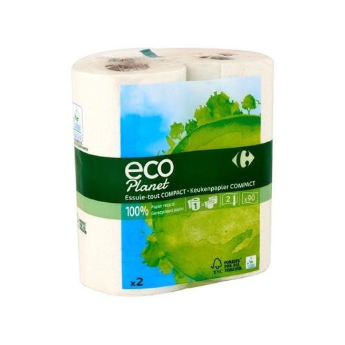 Carrefour Eco Planet Essuie-Tout Compact 2 Épaisseurs 2 Rouleaux