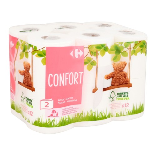Carrefour Confort 2-Épaisseurs 12 Rouleaux