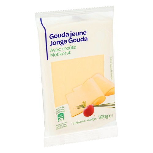 Gouda Jeune avec Croûte 7 Tranches 300 g