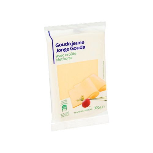 Gouda Jeune avec Croûte 7 Tranches 300 g