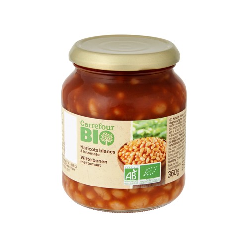 Carrefour Bio Haricots Blancs à la Tomate 360 g