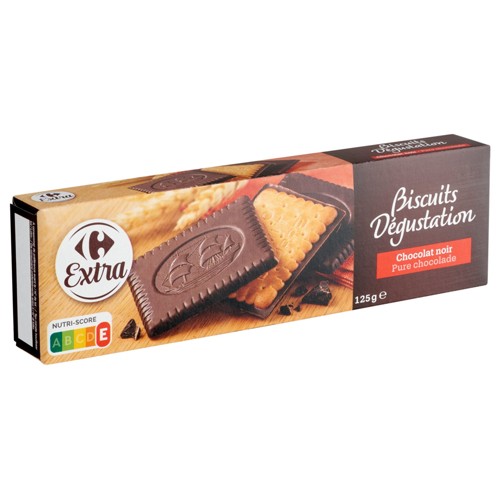 Carrefour Extra Biscuits Dégustation Chocolat Noir 125 g
