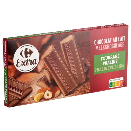 Carrefour Extra Chocolat au Lait Fourrage Praliné 200 g