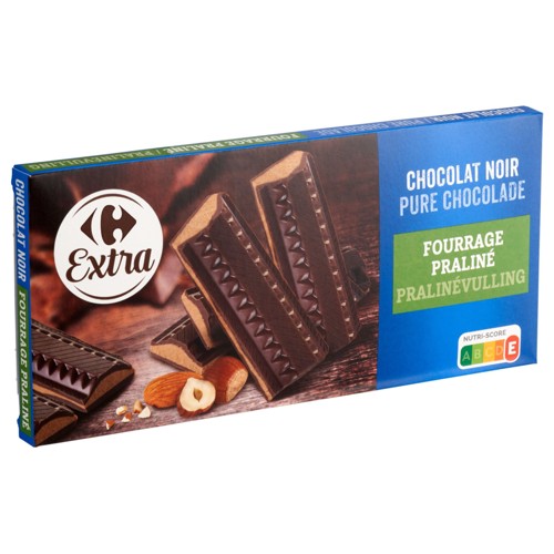 Carrefour Extra Chocolat Noir Fourrage Praliné 200 g