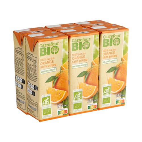 Carrefour Bio Jus d''Orange 6 x 20 cl