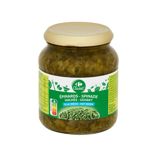 Carrefour Classic'' Épinards Hachés à la Crème 330 g