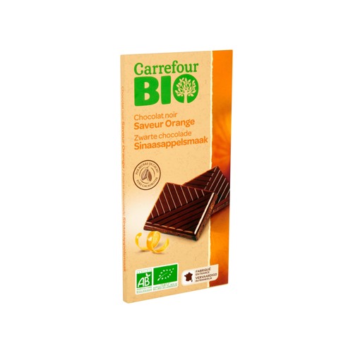 Carrefour Bio Chocolat Noir Saveur Orange 100 g
