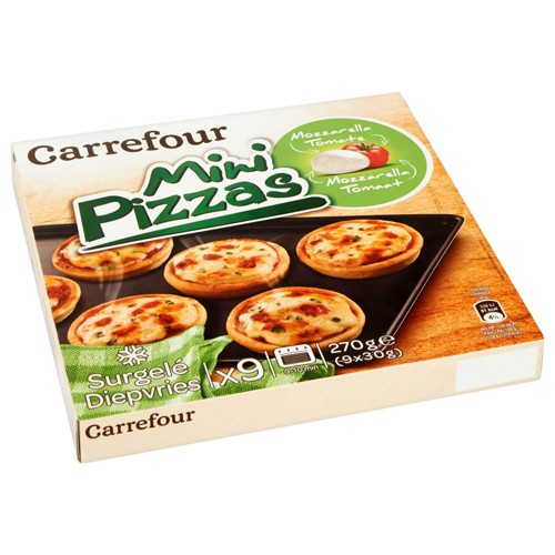 Carrefour Mini Pizzas Mozzarella Tomate 9 x 30 g